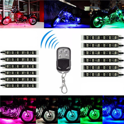 12x LED Remote Wireless Neon Light Strips Kit For Car Truck Lorry Boat Motor Bike