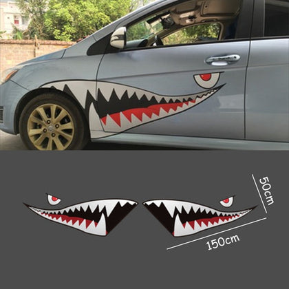 150cmx50cm Shark Month Teeth Vinyl Sticker Car Body Exterior Scratch Cover Decal Waterproof