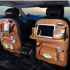 Microfiber Leather Car Seat Back Foldable Food Table Storage Bag Multi-functional Phone Organizer