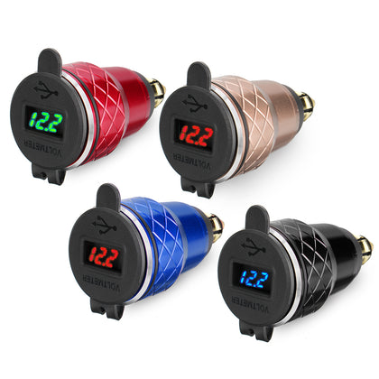 4.2A 12-24V CNC Dual USB Charger LCD Display Hella/DIN Socket For BMW