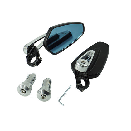 1 Pair 22mm Universal Motorcycle Aluminum Rear View Black Handle Bar End Side Rearview Mirrors