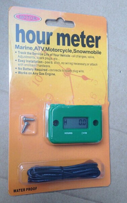 Tired Timer Motorcycle Motorboat Atv Lcd Induction Type Hour Meter 2 Punch 4 Punch Timer - Color: Green