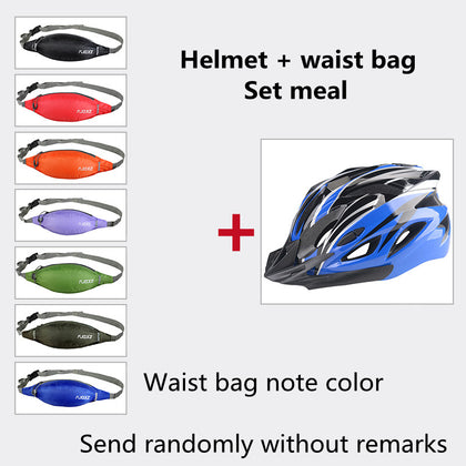 Color: Blue and black package, Size: One Size - Bicycle Helmet Male Mountain Bike Road Wheel Sliding Balance Bike Breathable Riding Equipment