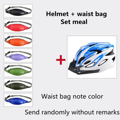 Color: Blue and white package, Size: One Size - Bicycle Helmet Male Mountain Bike Road Wheel Sliding Balance Bike Breathable Riding Equipment