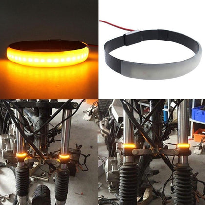 Motorcycle front shock LED ring turn signal
