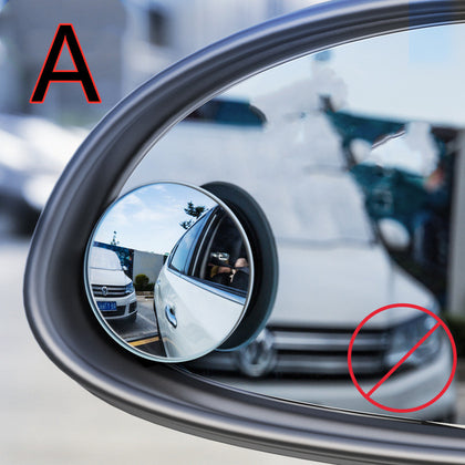 Model: Single packA - Car borderless small round mirror 360 degree reversing blind spot mirror convex mirror rear view rotating mirror glass small round mirror