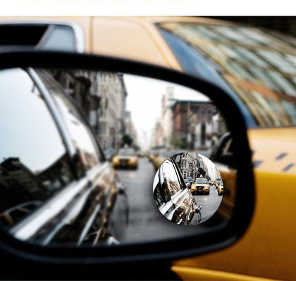 Model: One pair - Car borderless small round mirror 360 degree reversing blind spot mirror convex mirror rear view rotating mirror glass small round mirror