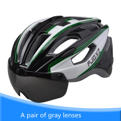 Color: Black and white green, Size: One Size - Bicycle Helmet Male Mountain Bike Road Wheel Sliding Balance Bike Breathable Riding Equipment
