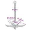 vidaXL Folding Anchor with Rope Silver 13.2 lb Malleable Iron