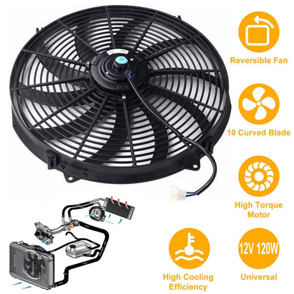 16 Inch Electric Radiator Cooling Fan 12V 120W 10 Blades Car with Mounting Kit