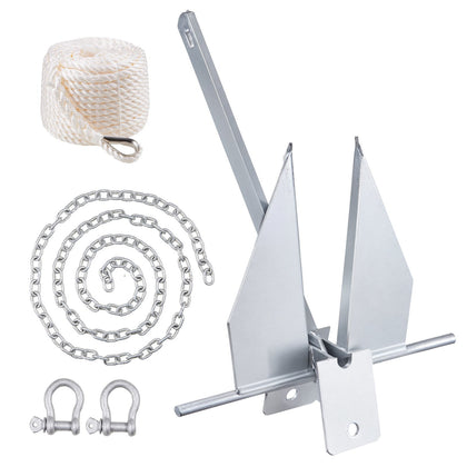 VEVOR Fluke Style Anchor Kit, 8.5 LBS Hot-Dipped Galvanized Steel Fluke Anchor with 7.9' Chain, 75' Rope and Two 0.4