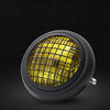 Motorcycle Grille Headlights Motorcycle  Headlight Metal Retro Round 55W 12V Headlights Black shell yellow glass