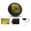 Motorcycle Grille Headlights Motorcycle  Headlight Metal Retro Round 55W 12V Headlights Black shell yellow glass