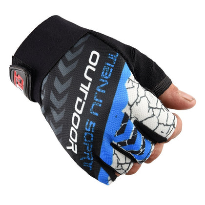 1 Pair Nylon Half  Finger  Gloves For Men Women Mountain Bike Fishing Fitness Yoga Non-slip Gloves blue