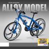 1:8 Simulation Mountain Bike Flat Head Alloy Sliding Steering Bicycle Model Ornaments For Collection Home Decoration blue