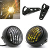 6.5" DC 12V Motorcycle Grill Headlight with Bracktes Motorbike Retro Headlights Motor Moto Scooter Vintage Front Light Round Lamp Without bracket