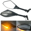 Motorcycle Double LED Turn Lights Side Mirrors Turn Signal Indicator Rearview Mirror  black_Pointed double lamp