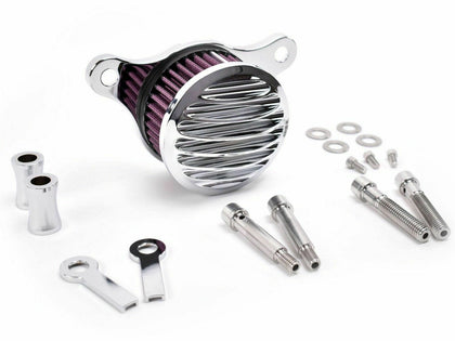 Ribbed Air Cleaner Kit 4 inch Intake Filter  silver