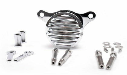 Ribbed Air Cleaner Kit 4 inch Intake Filter  silver
