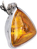 Motorcycle Headlight  Amber Triangle Chrome Headlight Lamp for Chopper Bobber black