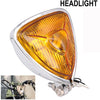 Motorcycle Headlight  Amber Triangle Chrome Headlight Lamp for Chopper Bobber plating