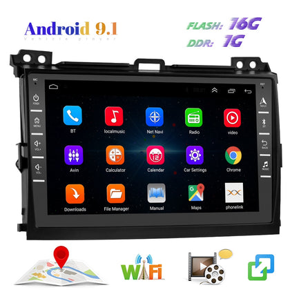 Car Radio Multimedia Player 8-inch Large-screen android Navigation Display for Toyota Land Cruiser Prado 04-09 Black