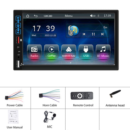 Dual Din Car Radio 7-Inch HD Screen Bluetooth Hands-Free Kit Mp5 Player for Carplay Wireless Standard