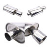 Car Exhaust Muffler Stainless Steel Exhaust Tip Flat Drum Single Pipe Inlet Outlet Exhaust Muffler Pipes Straight-Through Performance Muffler Auto Parts XH-EP051-SL silver