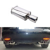 Car Exhaust Muffler Stainless Steel Exhaust Tip Flat Drum Single Pipe Inlet Outlet Exhaust Muffler Pipes Straight-Through Performance Muffler Auto Parts XH-EP051-SL silver