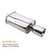 Car Exhaust Muffler Stainless Steel Exhaust Tip Flat Drum Single Pipe Inlet Outlet Exhaust Muffler Pipes Straight-Through Performance Muffler Auto Parts XH-EP051-SL silver