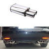 Car Exhaust Muffler Stainless Steel Tailpipe Tips Straight-Through Performance Double Outlet Exhaust Muffler Pipes Automobile Exterior Accessories XH-EP052-SL silver
