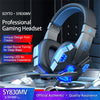 SY830MV Wired Headsets Over-Ear Stereo Earphones Cool Lighting Gaming Headset for Smart Phones Computer Laptop Tablet Dark Blue