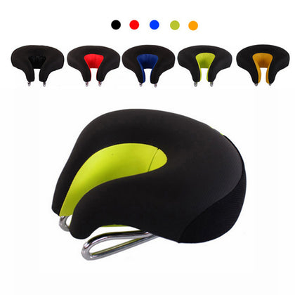 Wide Bicycle Bike Seat No Nose Mountain Bike Saddle Comfortable Cycling Saddle Cushion High Resilience Black red_Average size