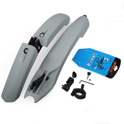 Mountain Bike Mud Guard with Tail Light 26 Inch Plastic Adjustable Rain Guarder gray_Lighted mud board