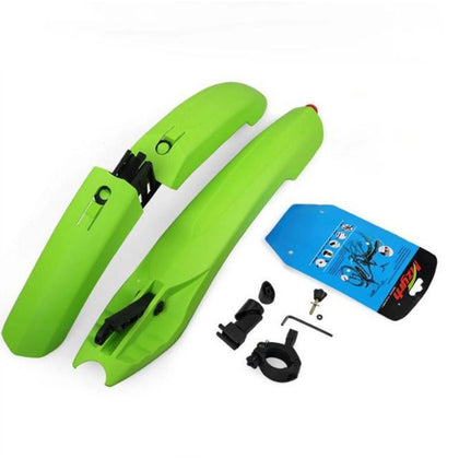 Mountain Bike Mud Guard with Tail Light 26 Inch Plastic Adjustable Rain Guarder green_Lighted mud board