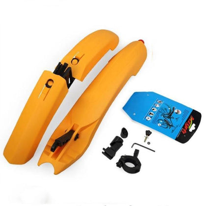 Mountain Bike Mud Guard with Tail Light 26 Inch Plastic Adjustable Rain Guarder yellow_Lighted mud board