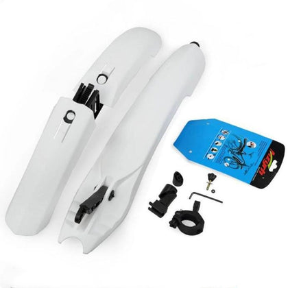 Mountain Bike Mud Guard with Tail Light 26 Inch Plastic Adjustable Rain Guarder white_Lighted mud board
