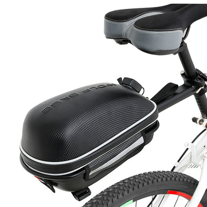 Mountain Bike Shelf Package Hard Cover Tool Bag with Rain Cover and Light Bike Bag Black - with white light_Lighted