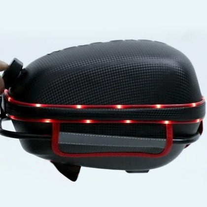 Mountain Bike Shelf Package Hard Cover Tool Bag with Rain Cover and Light Bike Bag Black - with red light_Lighted