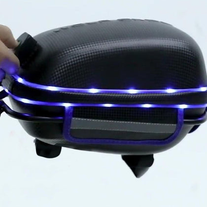 Mountain Bike Shelf Package Hard Cover Tool Bag with Rain Cover and Light Bike Bag Black - with blue light_Lighted