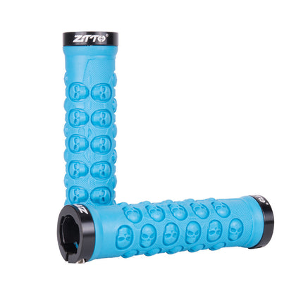 Bicycle Handlebar Covers Fixed Gear Bike Anti-Skid Aluminum Alloy Rubber Bike Handlebar Cover Mountain Road Riding Grips Bike Parts blue