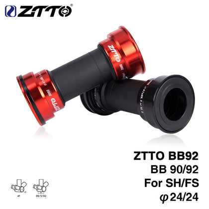 Bicycle Axle ZTTO BB92 MTB Road Mountain Bike Bicycle Press Fit Bottom Brackets For Parts Prowheel 24mm Crankset Chainset red