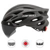 Cairbull Helmet Ultralight Off-road Mountain Bike Cycling Helmet with Removable Visor Taillight Black red_M / L (54-61CM)