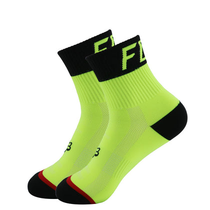 Size: L, Color: Fluorescent green - 2020 New Cycling Socks Mid-length Socks Mountain Road Bike Sports Socks