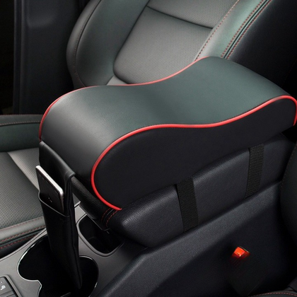 Color: Black red 3pcs - New Leather Car Armrest Pad Universal Auto Armrests Car Center Console Arm Rest Seat Box Pad Vehicle Protective Car Styling