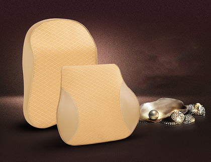 Color: 1set Beige - Headrest in car seat cushion