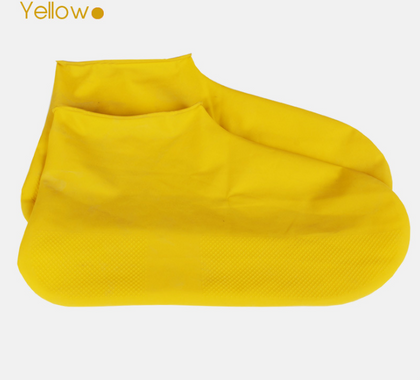 Color: Yellow 2pcs, Size: M - Rubber Anti-slip Waterproof Shoe Cover Reusable Rain Boot Motorcycle Bike Overshoe Blue Yellow for Men Women