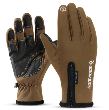 Color: Brown, Size: S - Motorcycle Gloves Moto Gloves Winter Thermal Fleece Lined Winter Water Resistant Touch Screen Non-slip Motorbike Riding Gloves