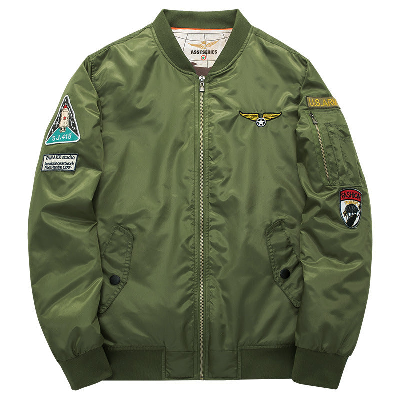 2021 High quality Ma1 Thick and thin Army Green Military motorcycle Ma-1 aviator pilot Air men bomber jacket - Color: green, Size: 6XL