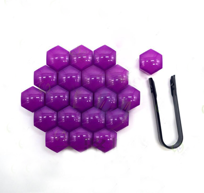 Color: Purple, Size: 21mm - 17mm car tire screw cap wheel decorative plastic shell